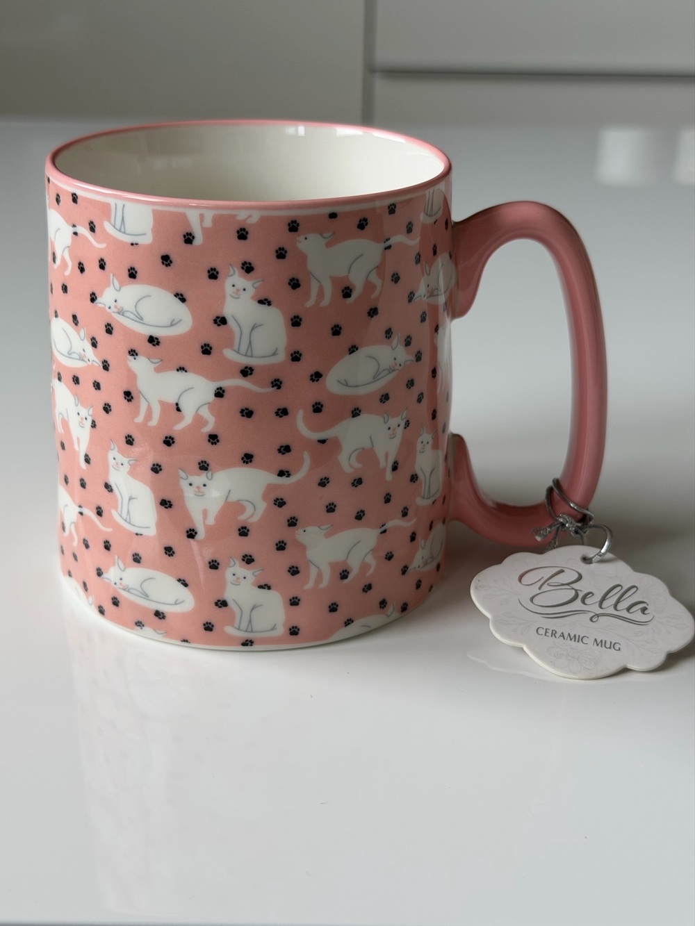 Cute 10 Strawberry Street Pink Kitten Ceramic Coffee Mug / Whimsical Cat Lover